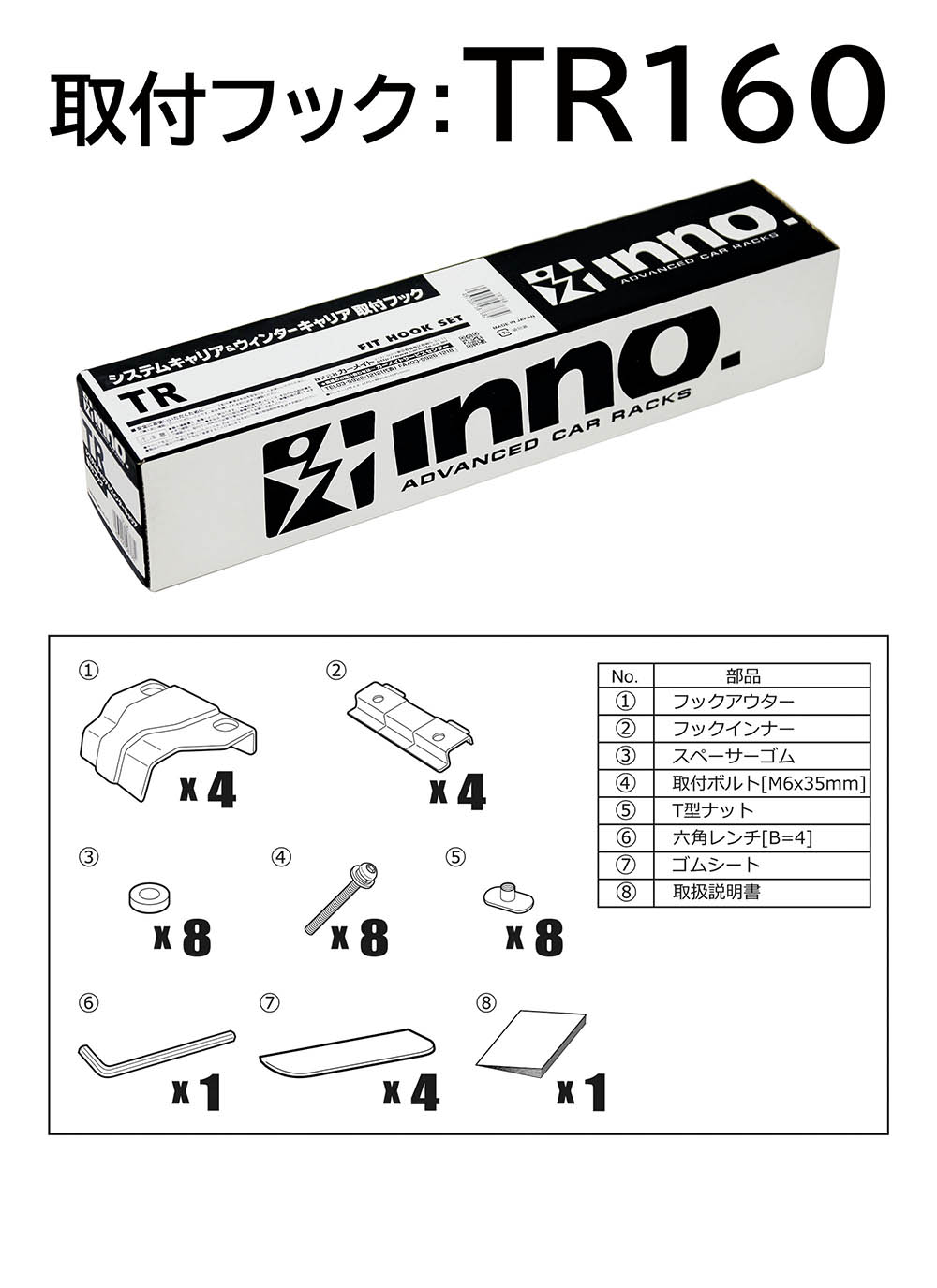楽天市場】TR160 inno 取付フック スバル レガシィ アウトバック
