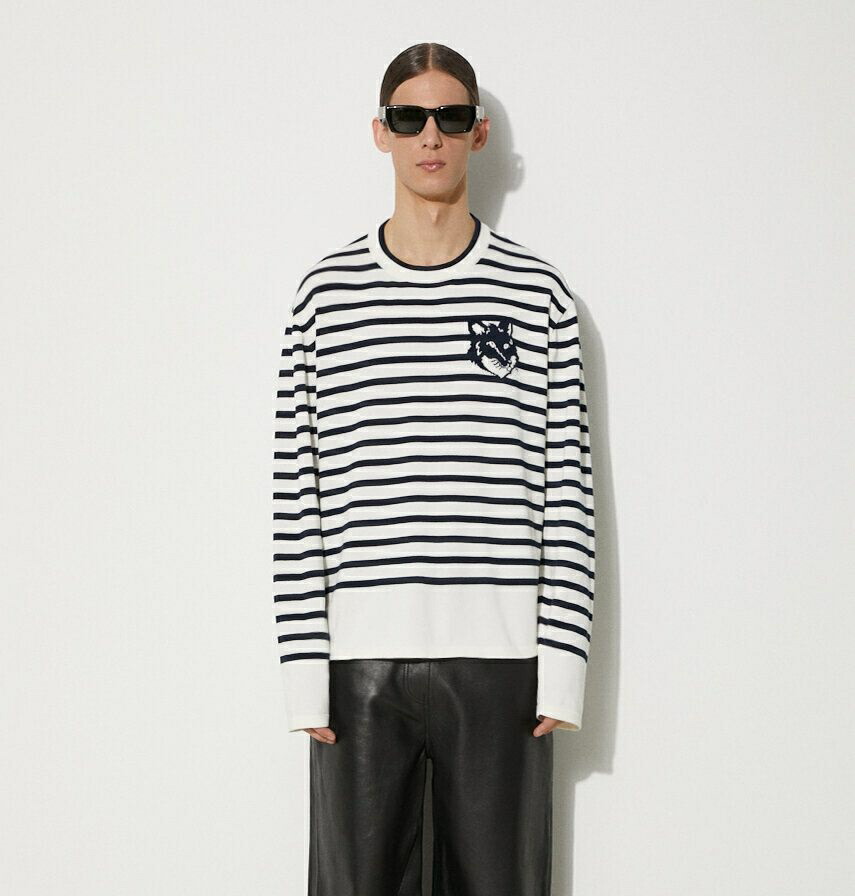 楽天市場】メゾンキツネ Maison kitsune ボーダーニット クルーネック