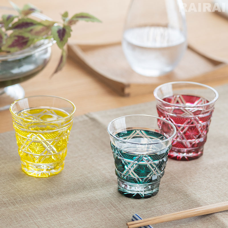 楽天市場】薩摩切子 冷酒グラス cut01 金赤 鹿児島 島津薩摩切子 薩摩