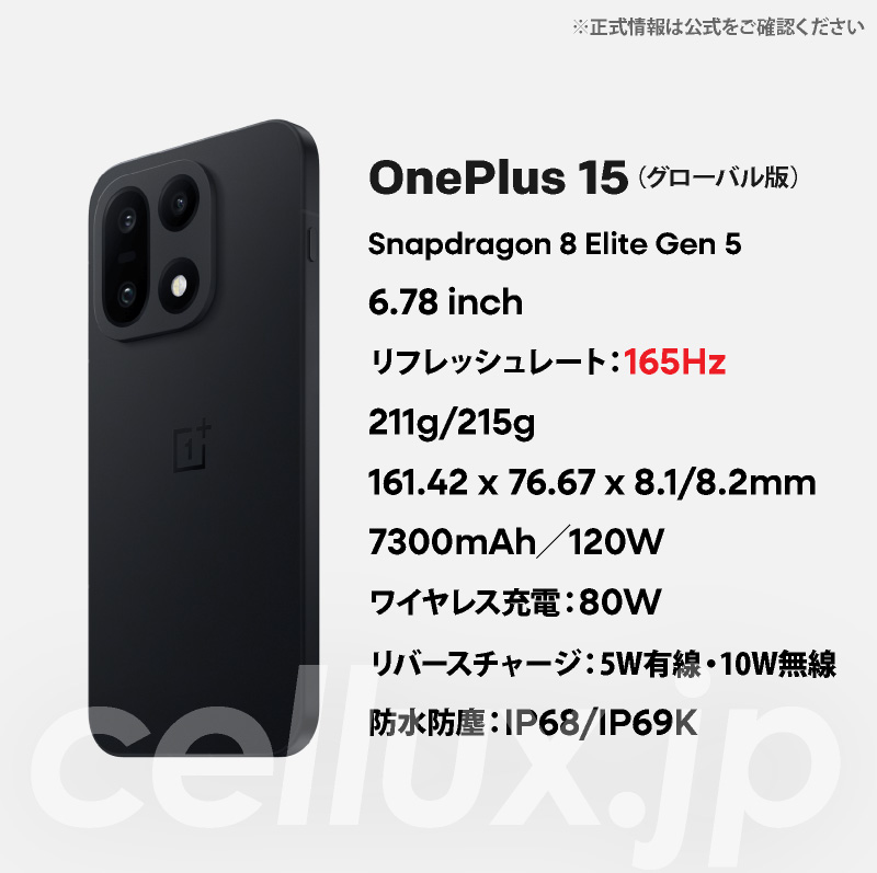 楽天市場】OnePlus 15 《 グローバル版 》 【 新品 送料無料 SIM