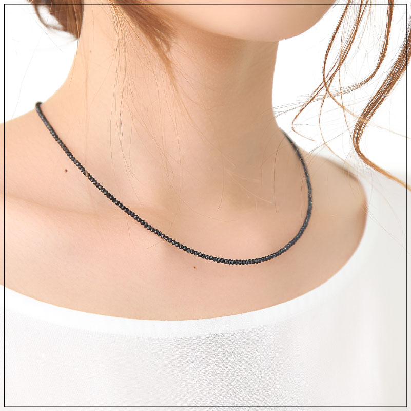 楽天市場】ブラックスピネルネックレス 2mm 40cm 45cm ブラック