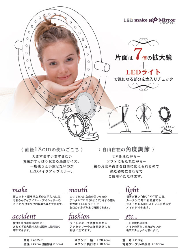 楽天市場】【正規品】LED ダイヤモンドミラー メイクアップ ミラー LED