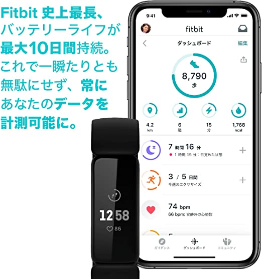 楽天市場】Fitbit Inspire2 フィットネストラッカー Black ブラック L