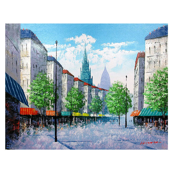 パリ都市風景 油彩画 Amazon.co.jp: 絵画 パリ共和国広場 パリの街並み