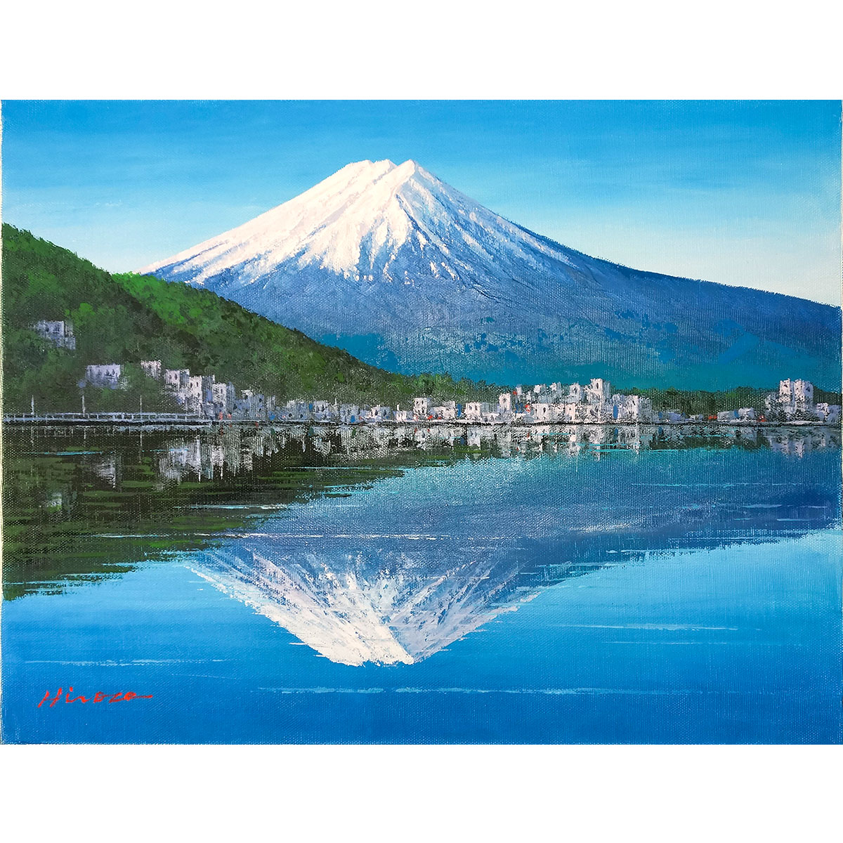 真作】 二口正和 「 サン・クルー公園 」 油彩F8号 富山出身 BJ236 真