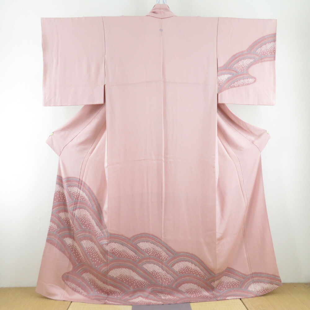 楽天市場】訪問着 絞り 波文様 薄紫色 紗綾型地紋 袷 広衿 正絹 一つ紋