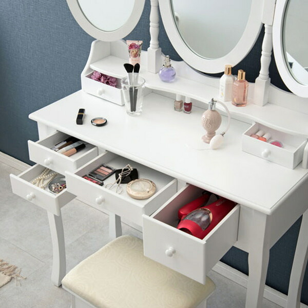 楽天市場】ドレッサー スツール付き 化粧台 三面鏡 姫系 猫脚 デスク