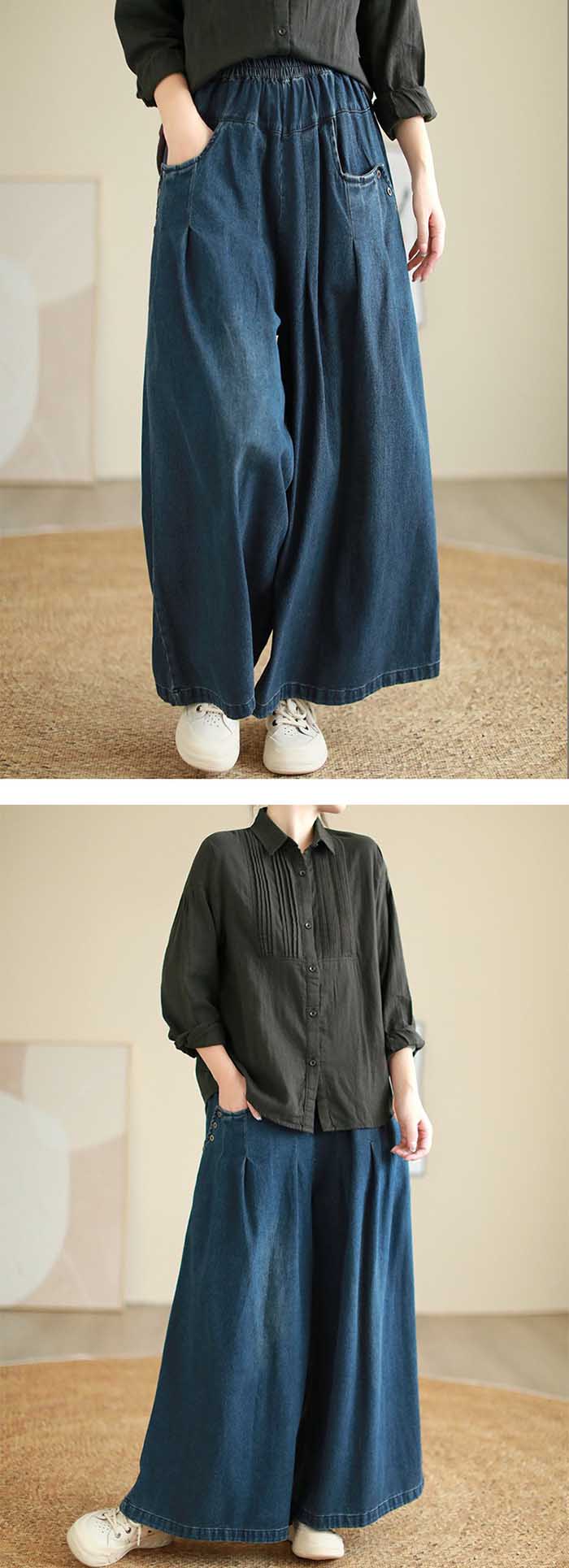 楽天市場】ワイドパンツ デニム ガウチョパンツ レディース ロング