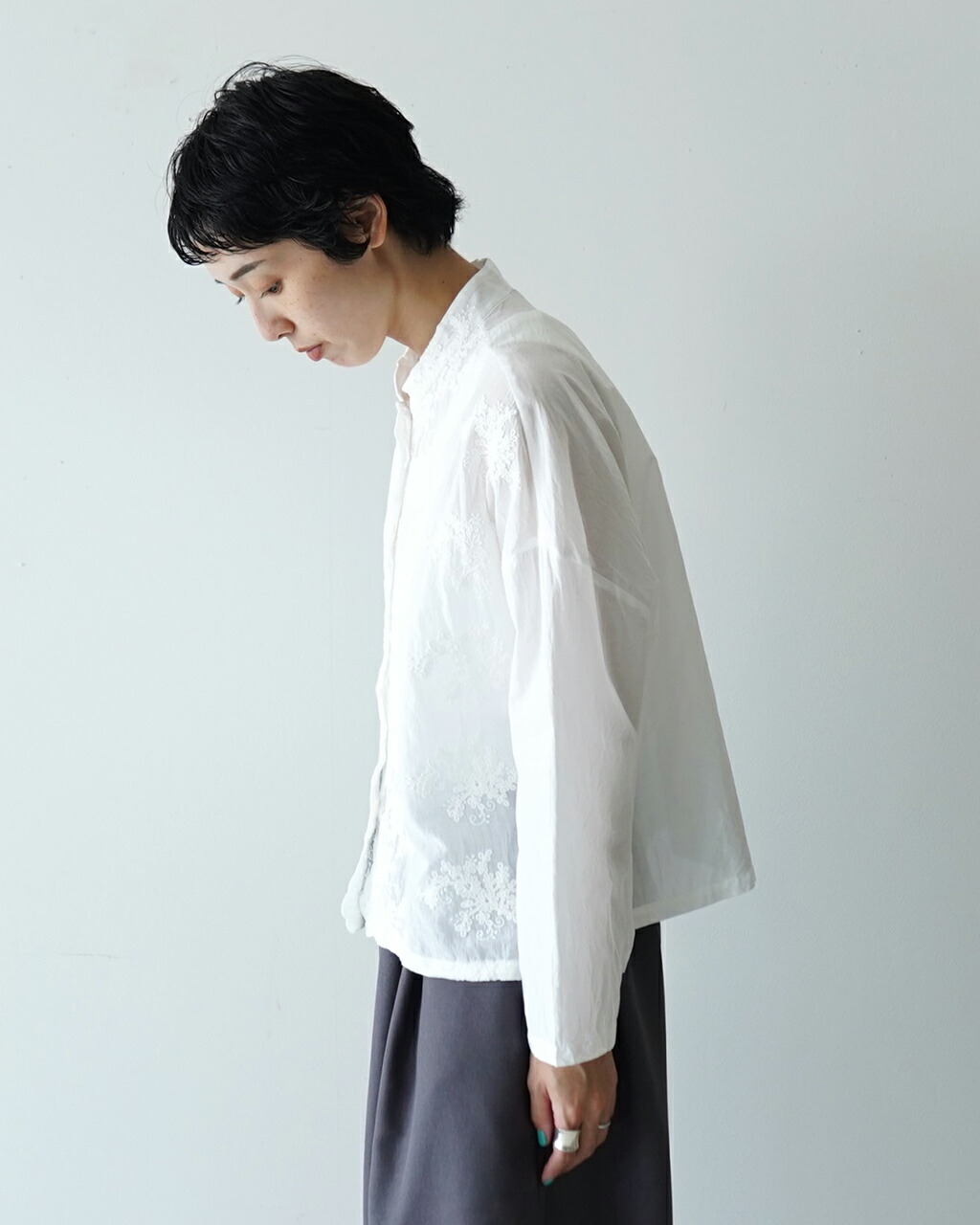 楽天市場】ミズイロインド mizuiro ind レース スタンドカラー ワイド