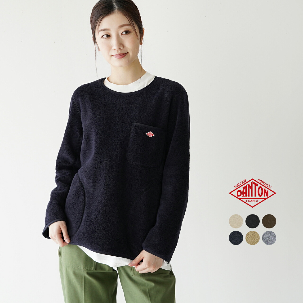 楽天市場】ダントン レディース DANTON ポケット付き クルーネック