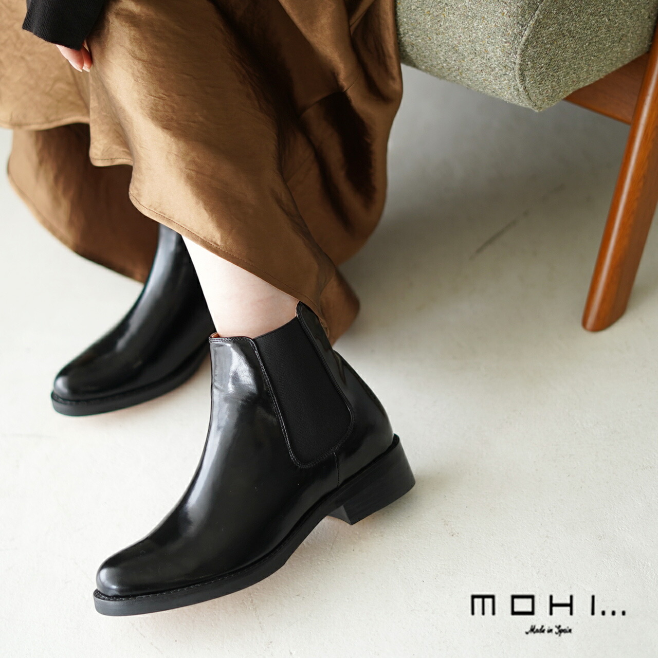 楽天市場】モヒ MOHI プレーントゥ レザー サイドゴア ショートブーツ