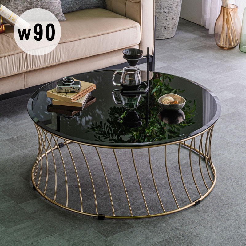 丸テーブル オシャレ 強化ガラス テーブル ラクラク組立 新品 未使用