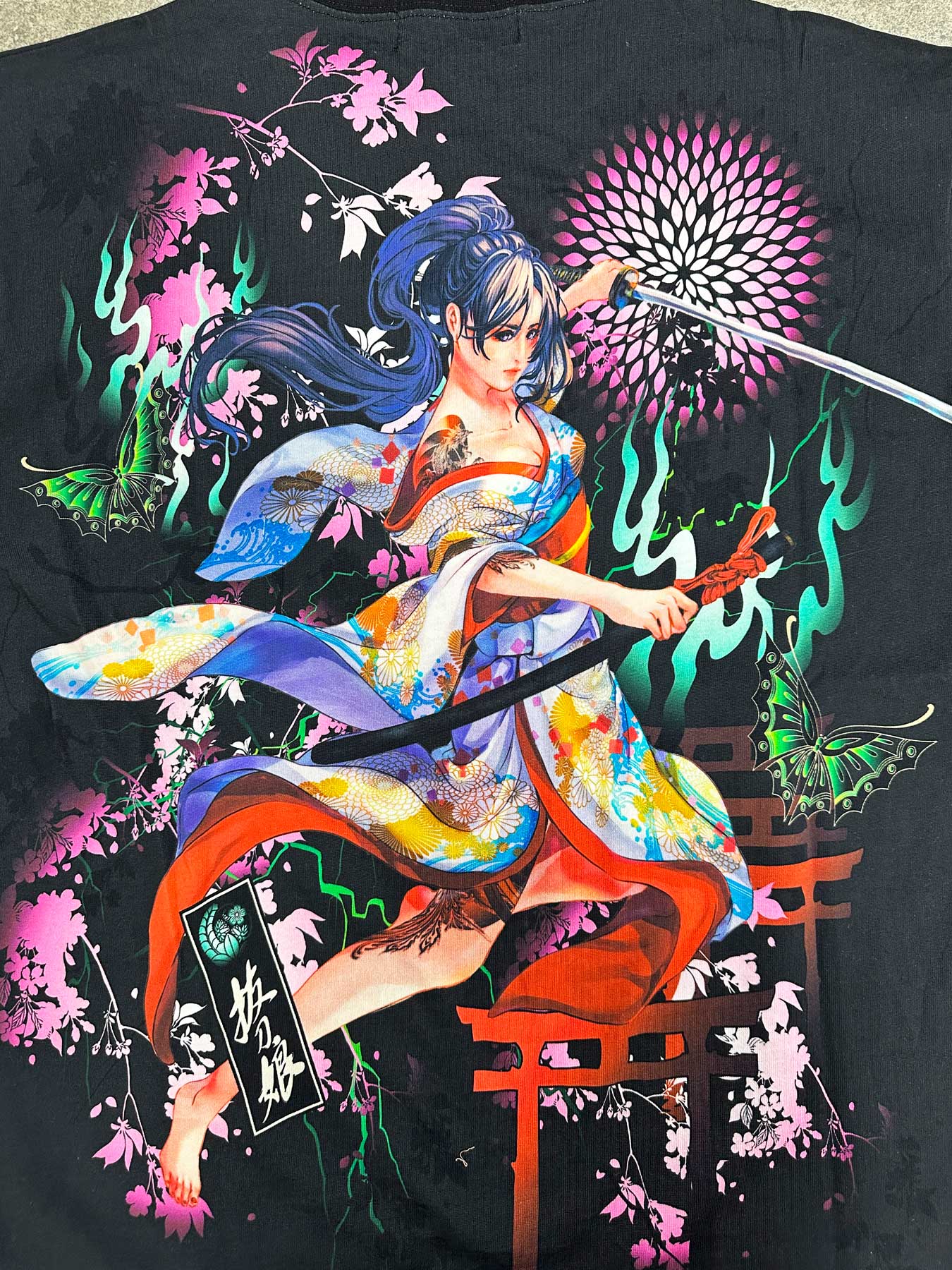 楽天市場】【抜刀娘】“妃那：妖炎”刺繍入りプリントロンT ｜ 和柄