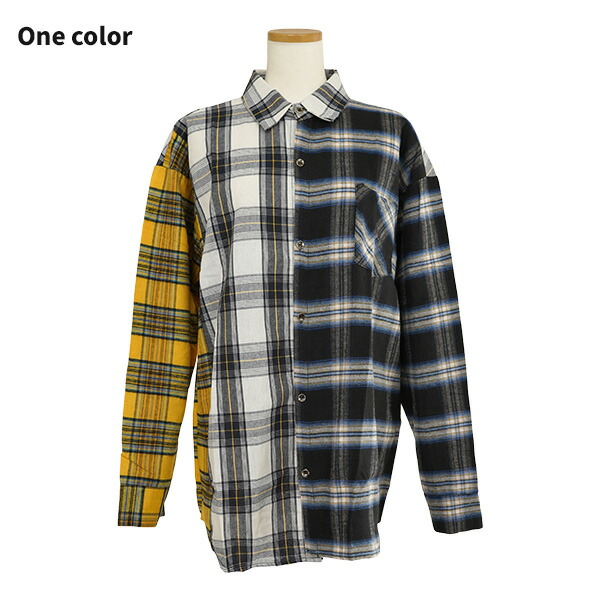 楽天市場】【即納あり】 チェックアシンメトリービッグシルエット長袖