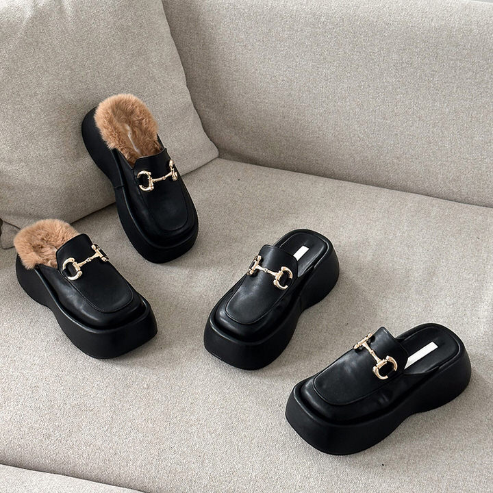 Dimmoire ディムモアール ファー×スタッズサンダル【Black】