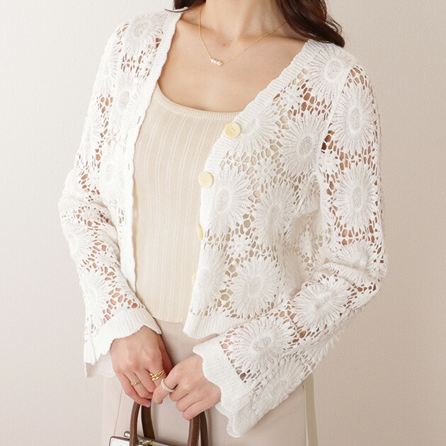 楽天市場】Vネック 花柄 刺繍 シアー カーディガン 女性 レディース