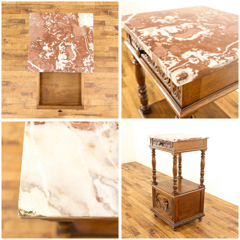 楽天市場】アンティーク 家具 ナイトテーブル サイドテーブル 大理石天