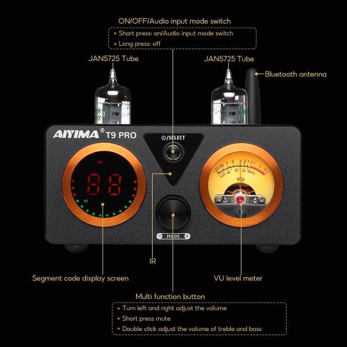 楽天市場】AIYIMA T9 PRO 200W Bluetooth 5.0 真空管アンプ D級HiFi