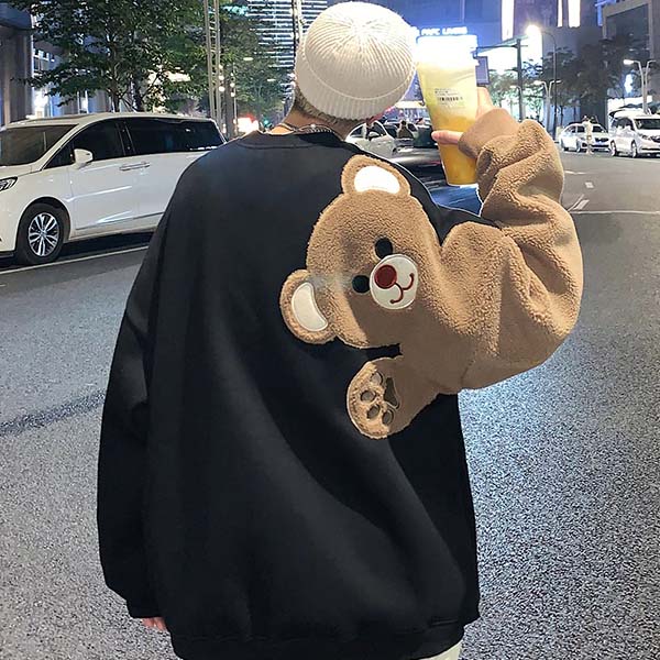 楽天市場】片腕クマちゃん パッチワーク トレーナー スウェット ダボっ