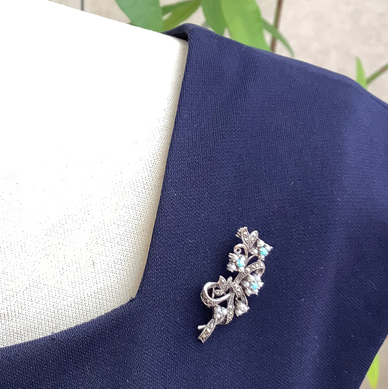 楽天市場】【碌山】 シルバー ターコイズ＆シードパール 花束 ブローチ
