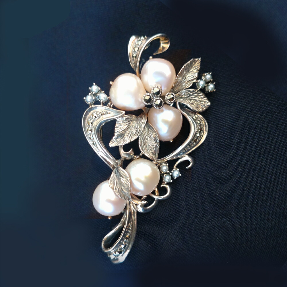 楽天市場】【碌山】 シルバー バロックパール ブローチ シルバー 結婚