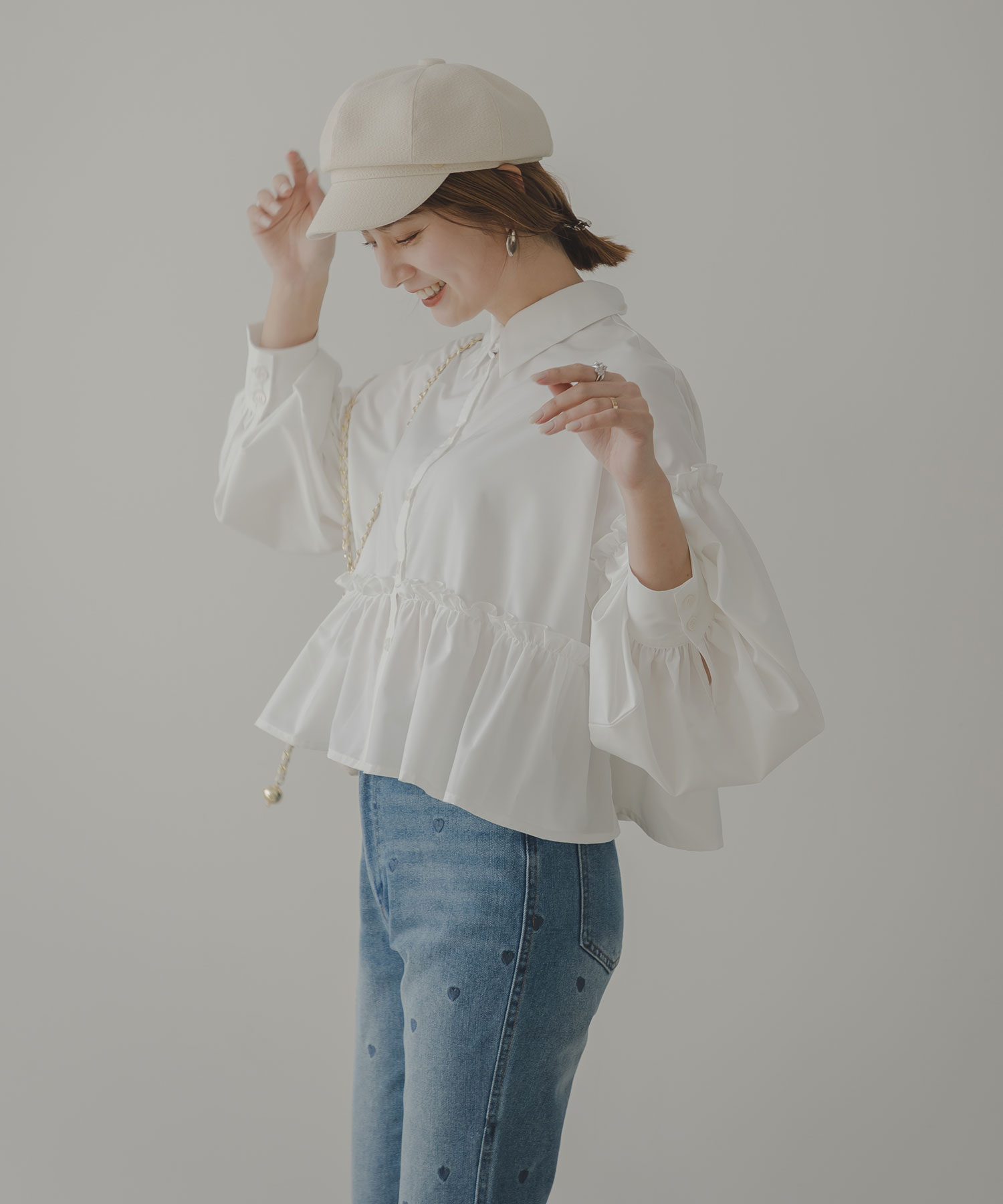 楽天市場】【SALE】 ペプラムギャザーフリルブラウス : 夢展望 YUMETENBO