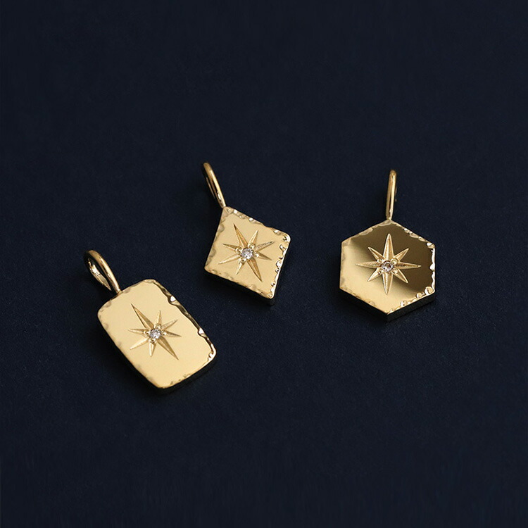 楽天市場】18金 ペンダントトップ k18 サンダイヤモンド ひし形 六角形