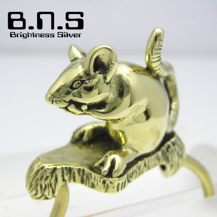 楽天市場】金色のねずみ マウスキーリング 真鍮 ブラス (キーホルダー