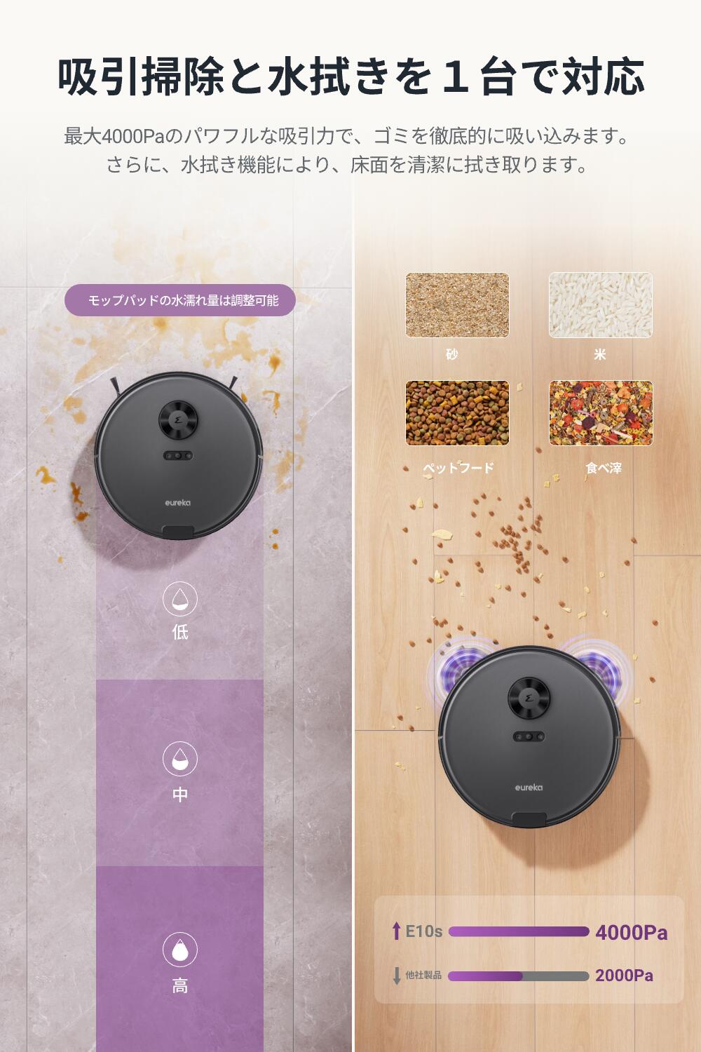 楽天市場】EUREKA（ユーリカ）ロボット掃除機 E10s 4000pa強力吸引
