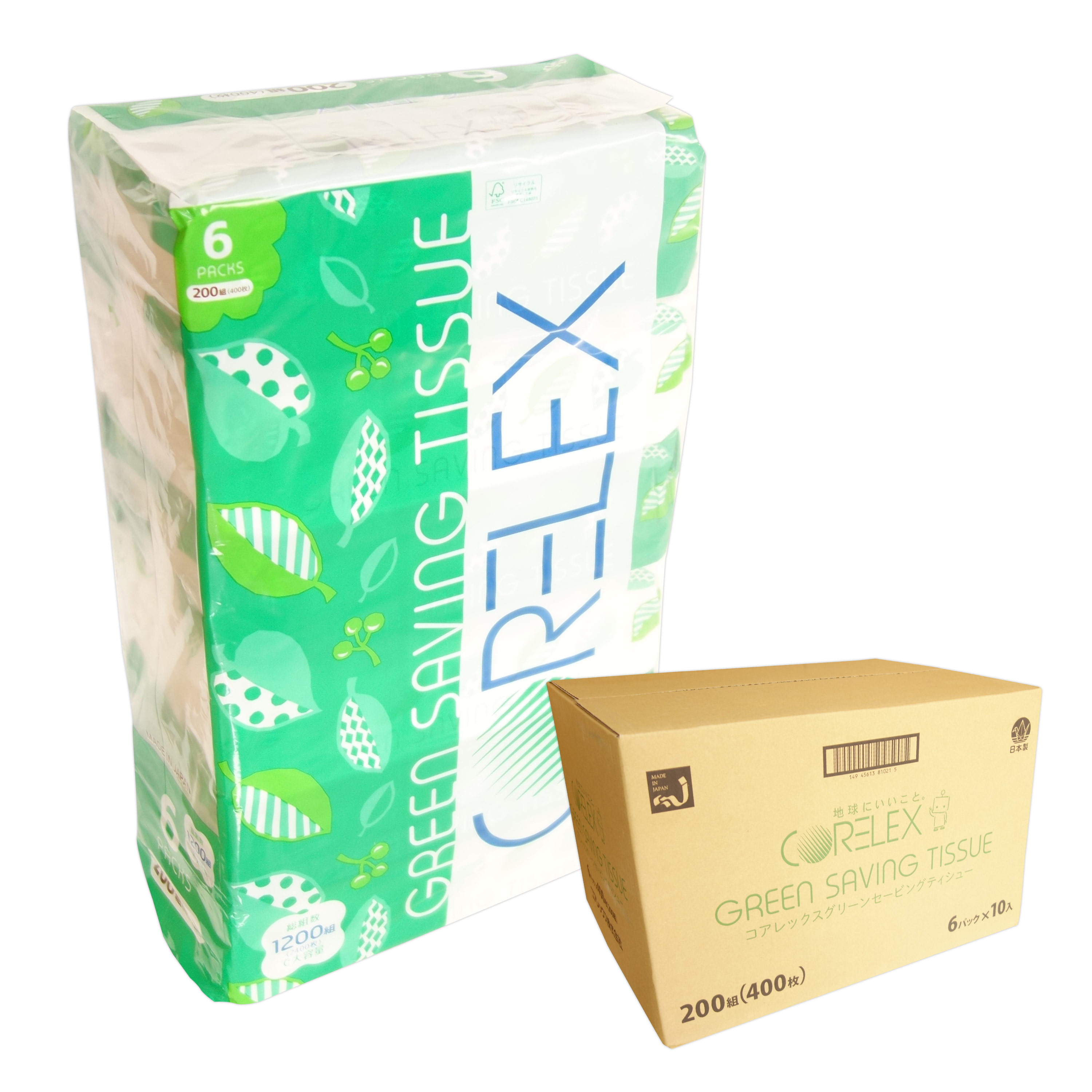 楽天市場】コアレックス セービング ティシュー 200組 60個（6個入×10