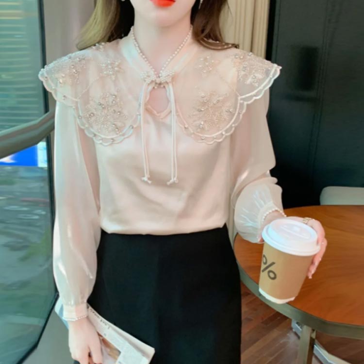 楽天市場】 刺繍 ブラウス ビッグカラー ビッグカラーブラウス プル