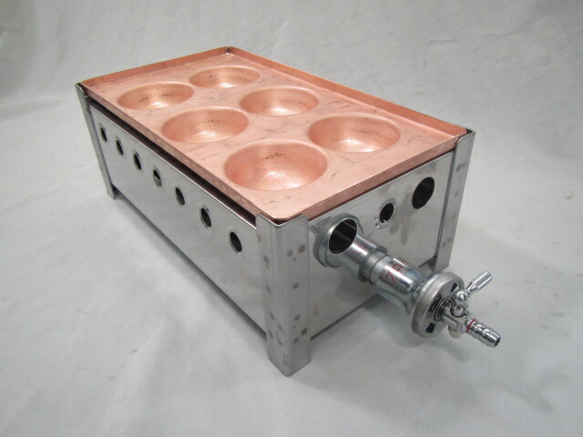 楽天市場】LPガス用 業務用 爆弾たこ焼き器 1連×6穴銅板たこ焼き機