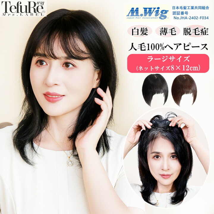 楽天市場】人毛100％ 部分ウィッグ ヘアピース L つむじ 8×12cm