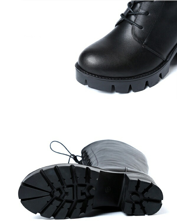 楽天市場】ヒール7cm ミドルブーツ 編み上げ ロングブーツ 裏地ボア 裏