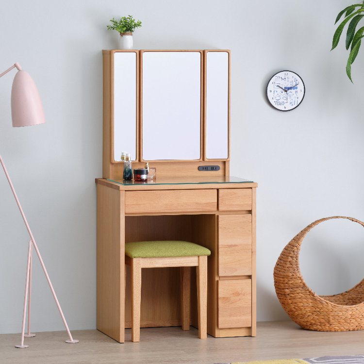 楽天市場】ドレッサー 化粧台 鏡台 メイク台 三面鏡 寝室 無垢材 天然