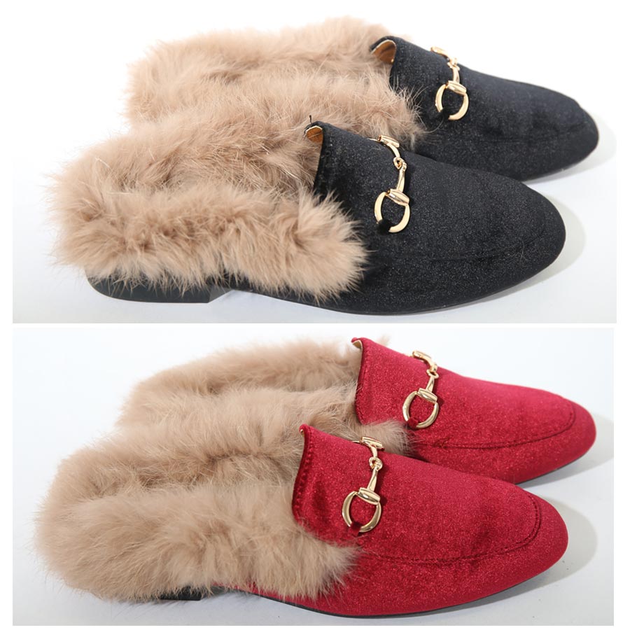 楽天市場】【1700円クーポン利用で】ファーサンダル バブーシュ 靴