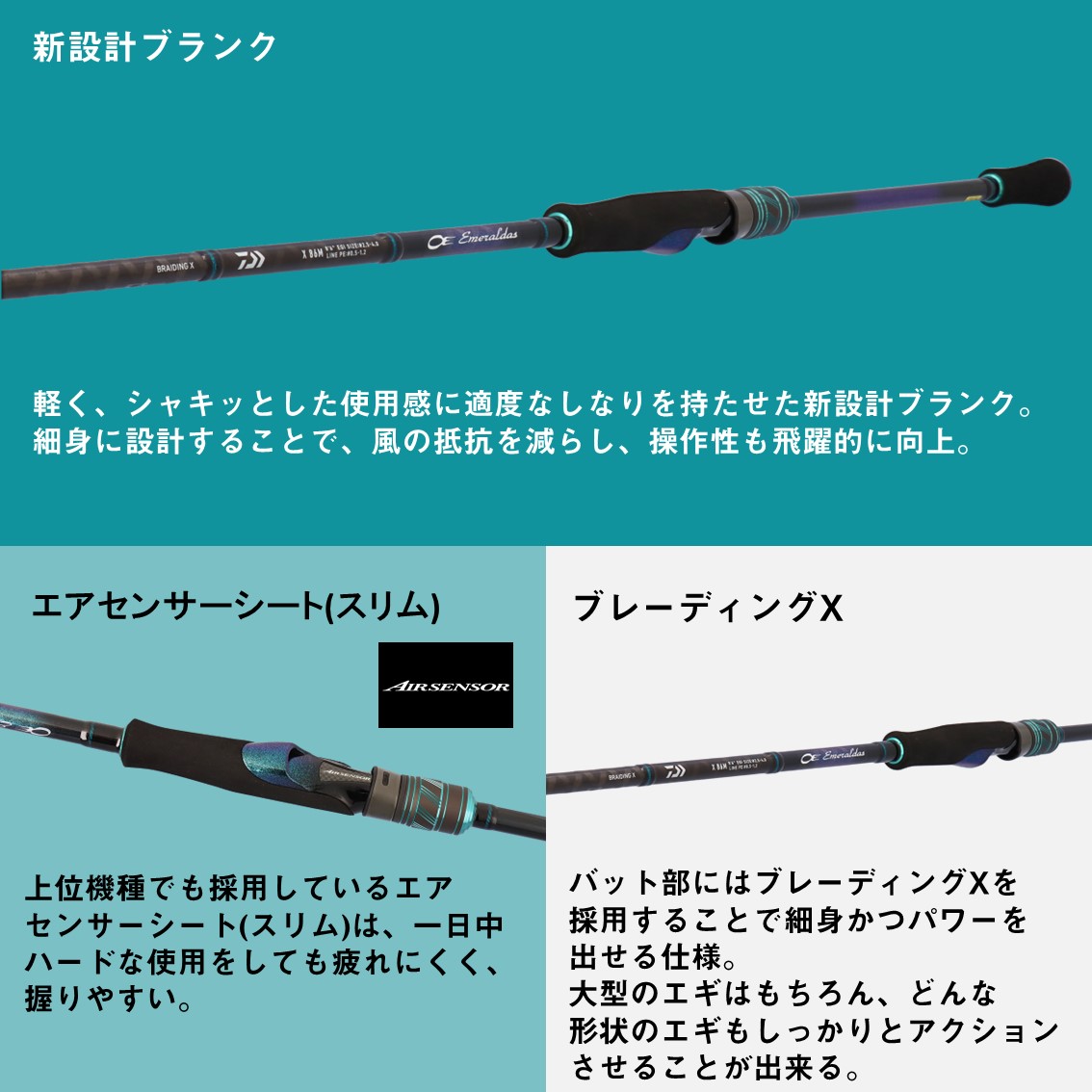 楽天市場】ダイワ 25 エメラルダスX 83M・J (Daiwa エギングロッド 竿