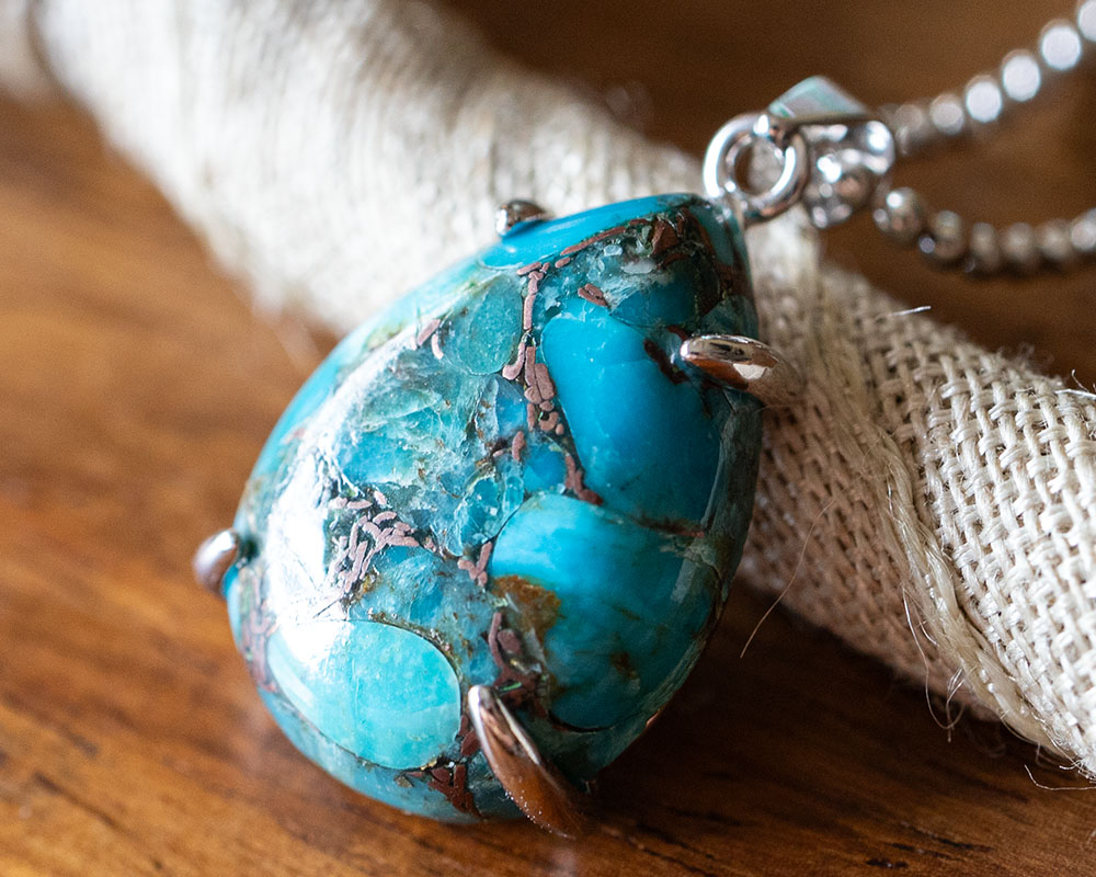 楽天市場】選べる ブルーコッパー ターコイズ ドロップ ペンダント
