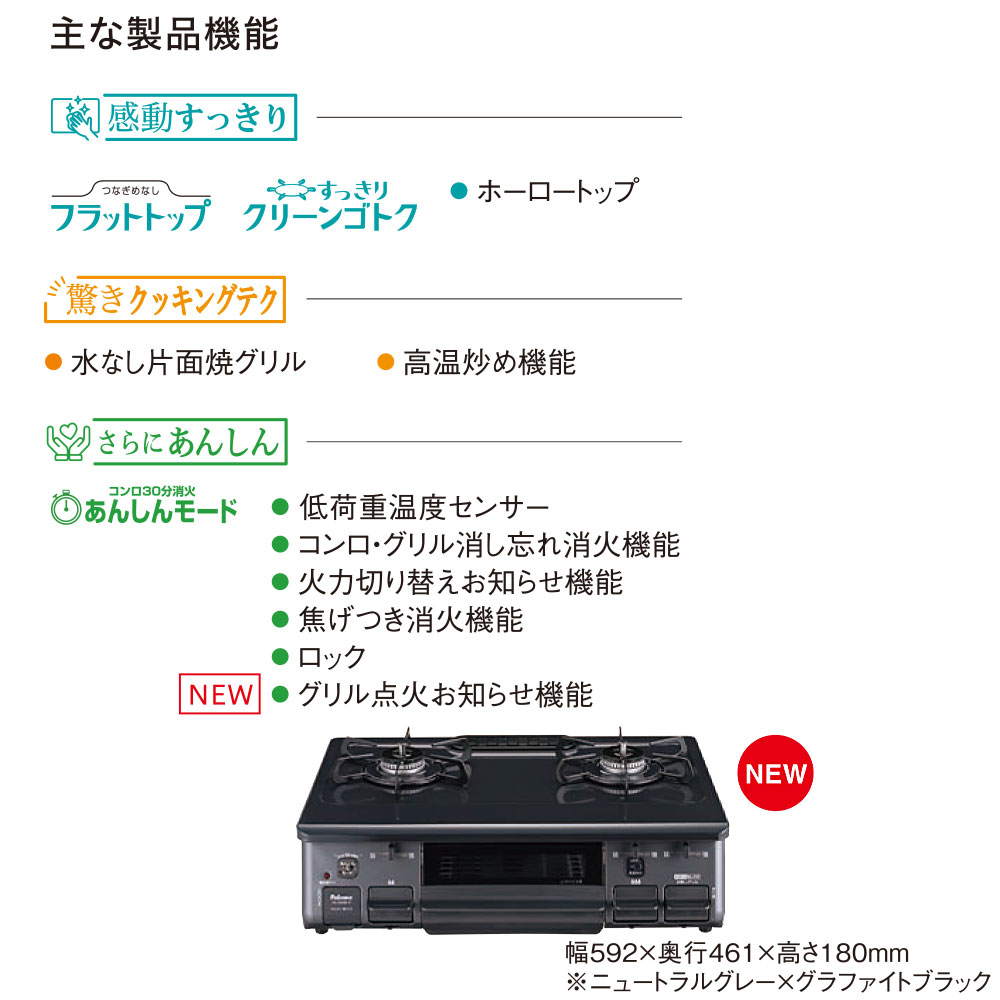 楽天市場】パロマ ガスコンロ 2口 PA-S46B 都市ガス 13A プロパンガス