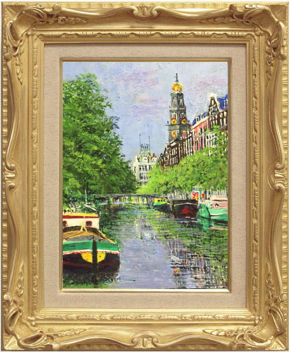 楽天市場】小田切 訓 「 塔のある運河 」 油絵 ・ 油彩画 F4 ( 4号