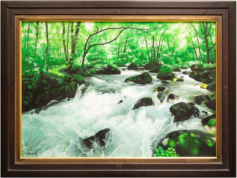 楽天市場】川島未雷「 清流爽快奥入瀬」 油絵 ・ 油彩画 M15 ( 15号