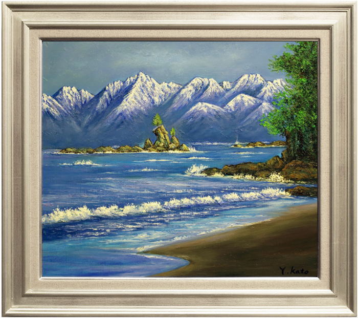 油彩画「荒崎海岸」油絵 絵画 風景画 P10 油彩画「荒崎海岸」油絵 絵画