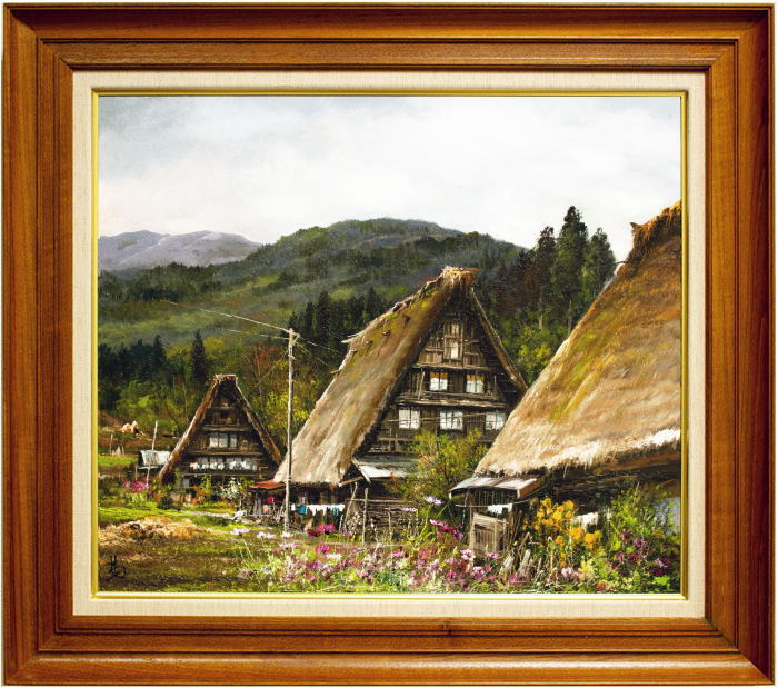 楽天市場】林 喜市郎『飛騨白川郷 合掌造りの里』油絵・油彩画 10号