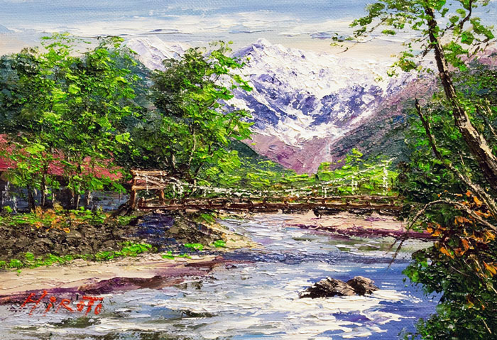 楽天市場】西村拡人『河童橋』油絵・油彩画 SM（サムホール） : 内田画廊