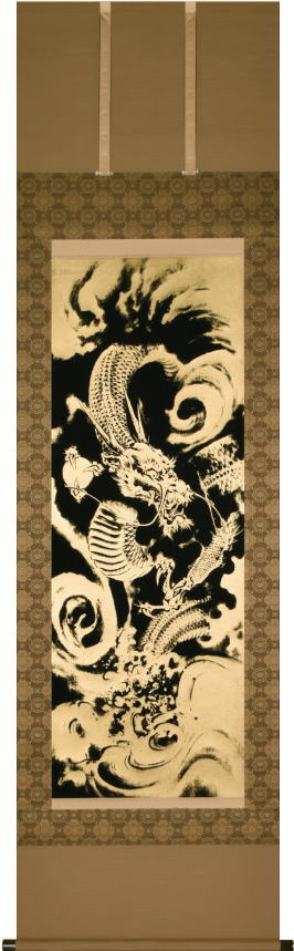 楽天市場】本金押箔 掛軸 奥田久志「 開運金龍 」 尺五立 : 内田画廊