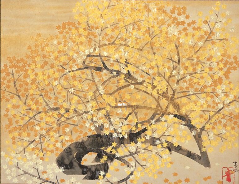 楽天市場】前田青邨 「 紅葉 」 彩美版 ・ シルクスクリーン 併用 掛軸