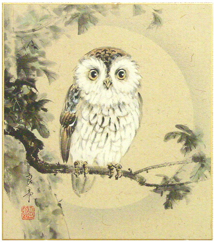 楽天市場】今瀬良亭 「 ふくろう ( 不苦労 )」 色紙絵 : 内田画廊