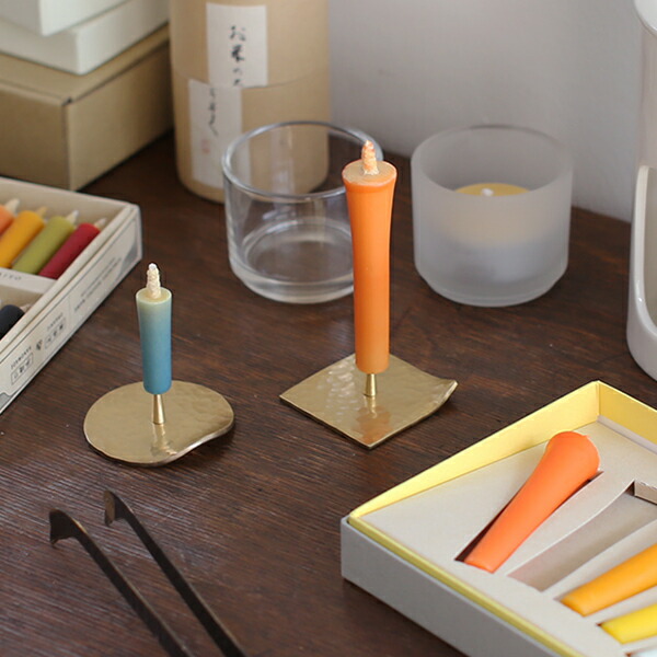 楽天市場】大與 真鍮の燭台 鎚板 角/丸 燭台 ろうそく立て ローソク