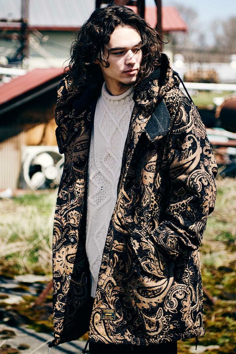楽天市場】glamb (グラム) GB0323/JKT08 : Hi Neck Mods Coat Paisley