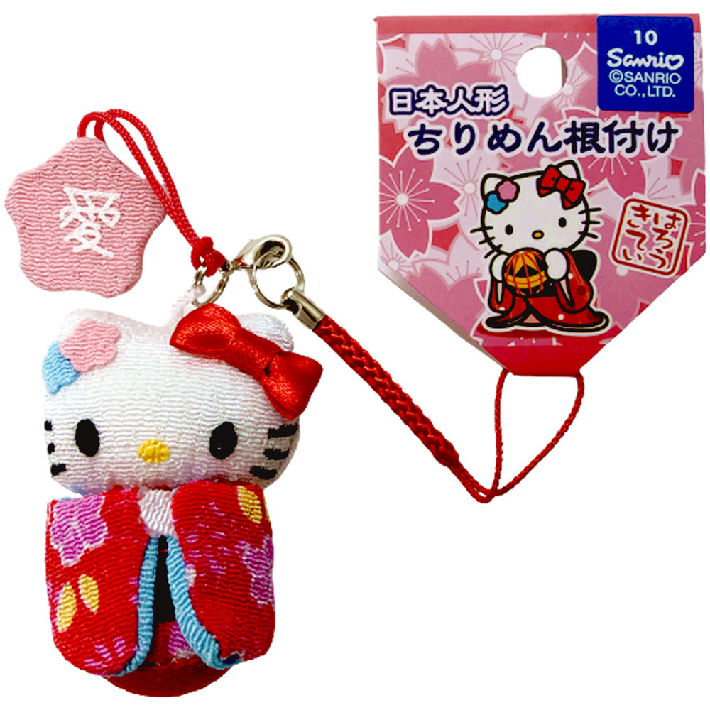 楽天市場】キティちゃん ちりめん 人形 ストラップ 根付 赤サンリオ